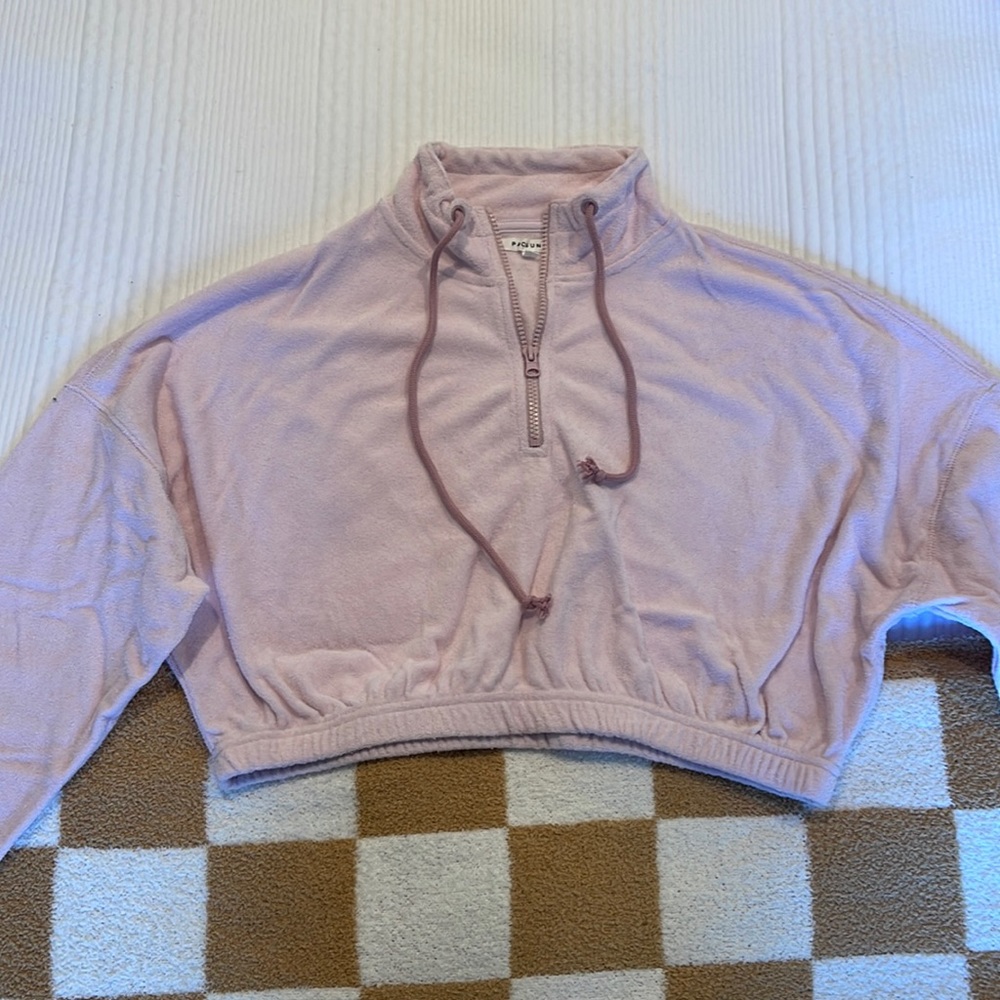 PacSun pink terrycloth quarter zip